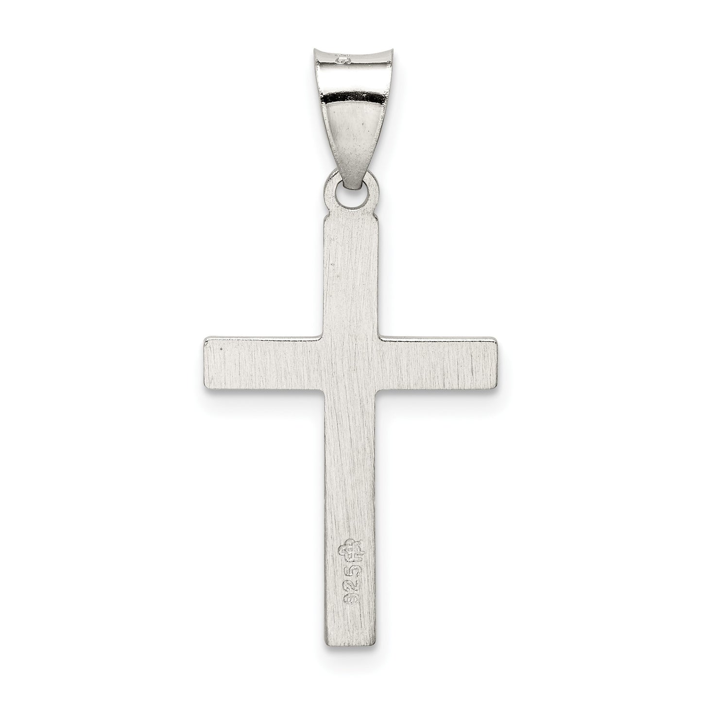 Sterling Silver Textured, Brushed and Polished Latin Cross Pendant
