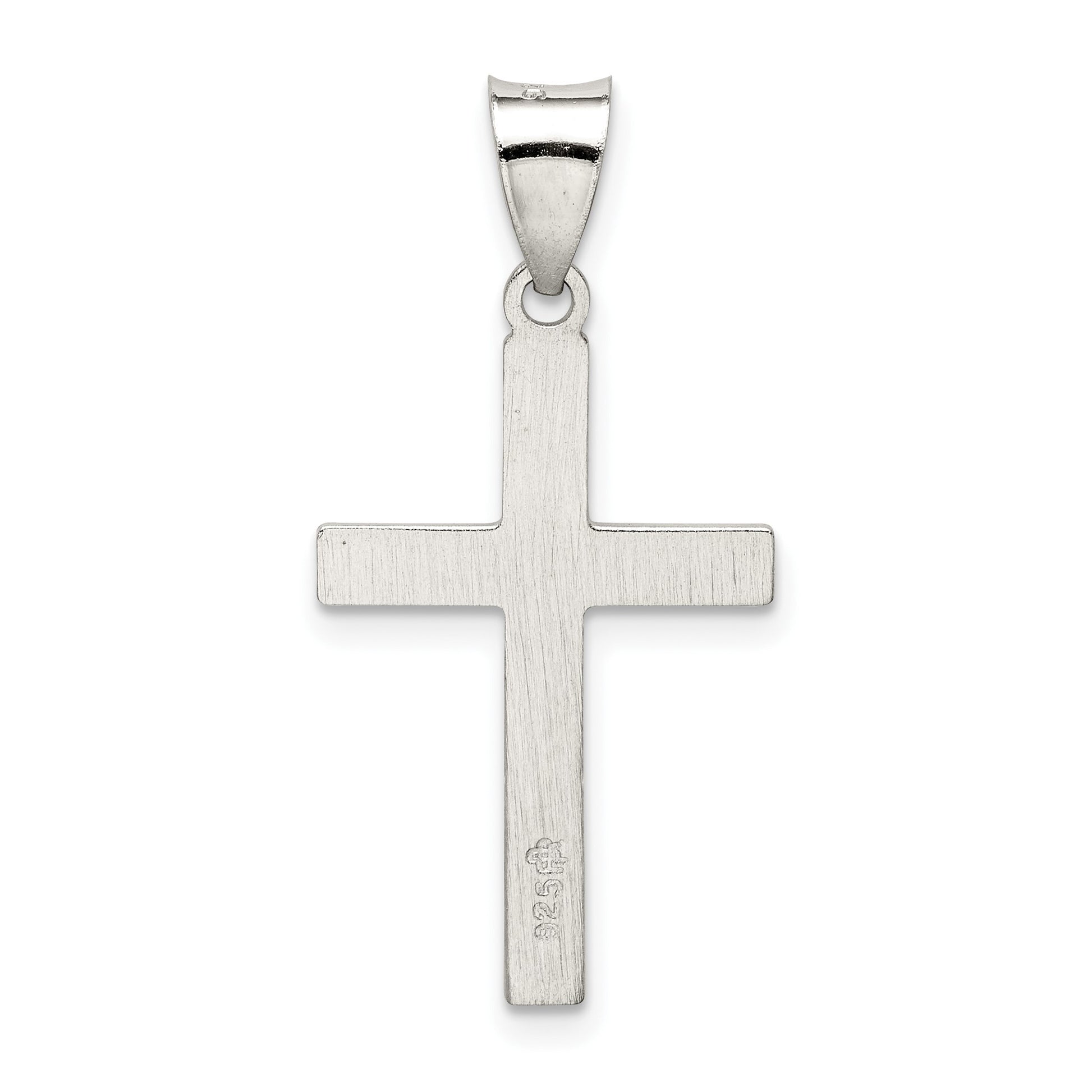 Sterling Silver Textured, Brushed and Polished Latin Cross Pendant