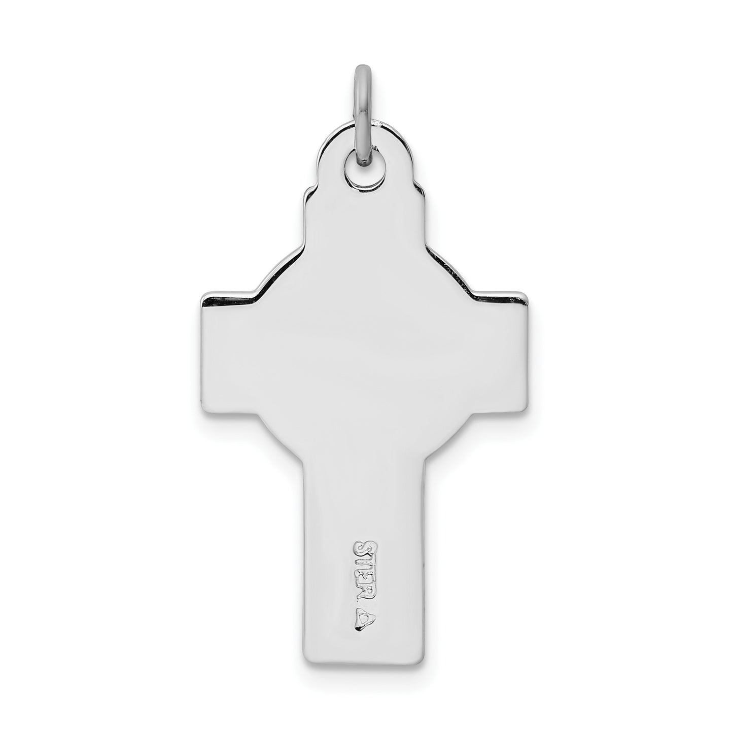 Sterling Silver Platinum-plated & Black Platinum Design Cross Pendant