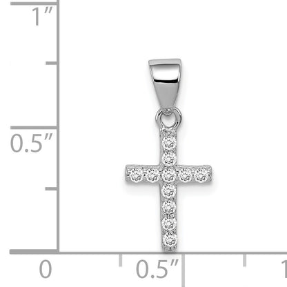 Sterling Silver Rhodium-plated CZ Cross Pendant