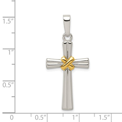 Sterling Silver & Gold-tone Polished Latin Cross Pendant