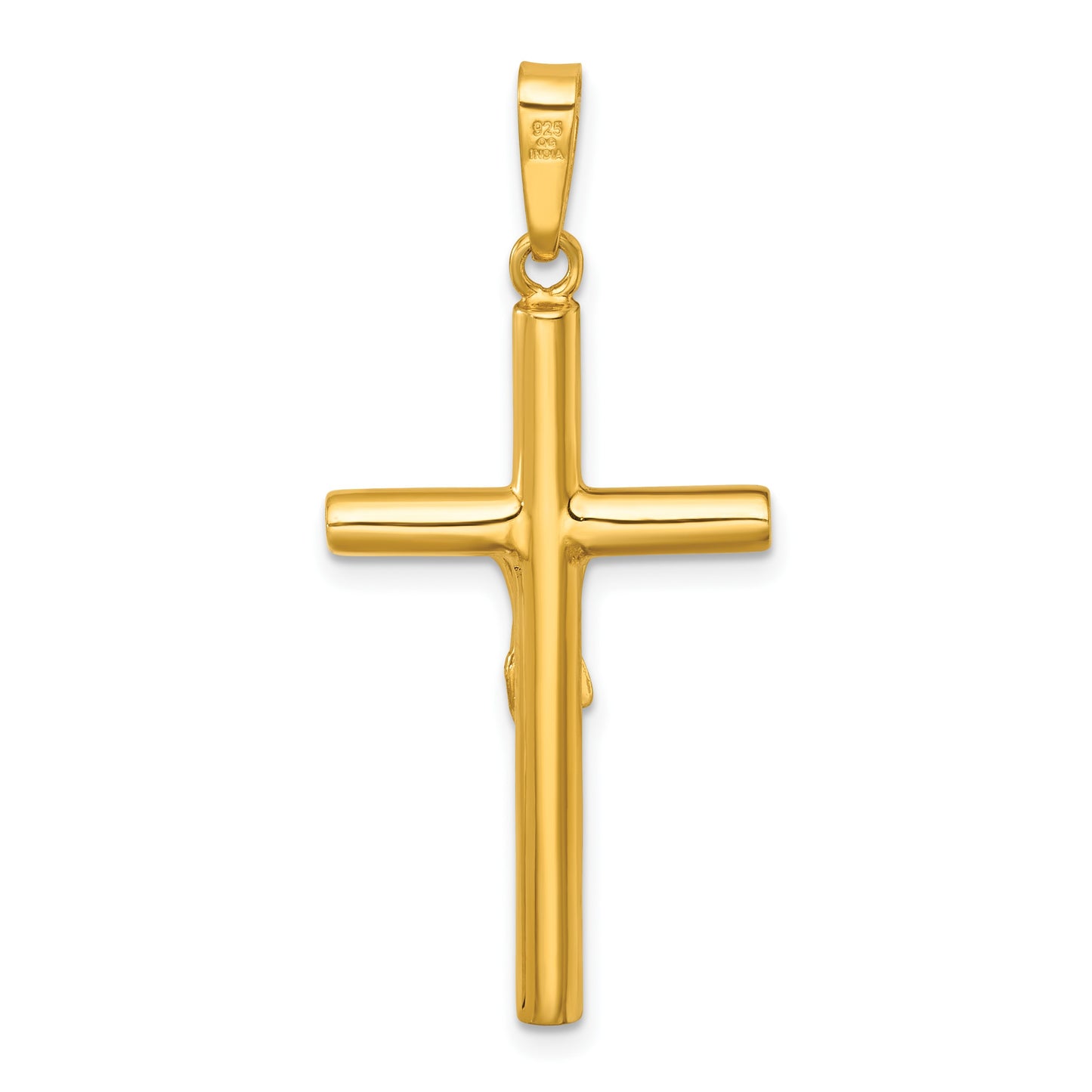 Sterling Silver Gold-tone Polished Crucifix Pendant