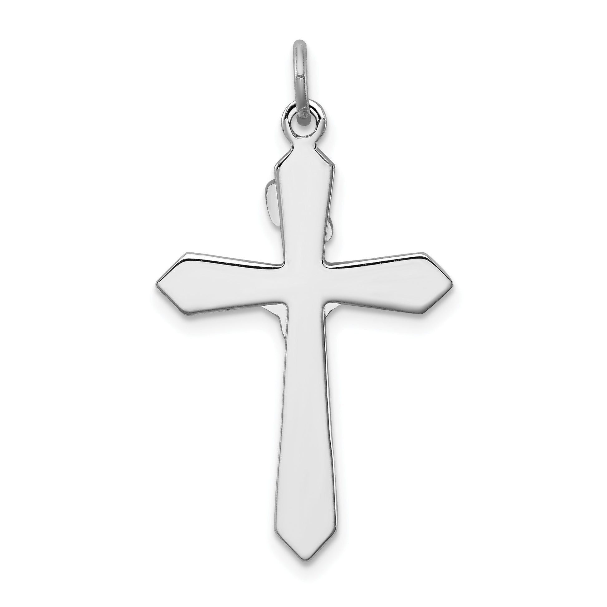 Sterling Silver Platinum-plated Black Epxy Purple CZ INRI Cross Pendant
