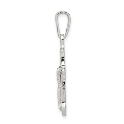 Sterling Silver Polished Textured Crucifix Pendant