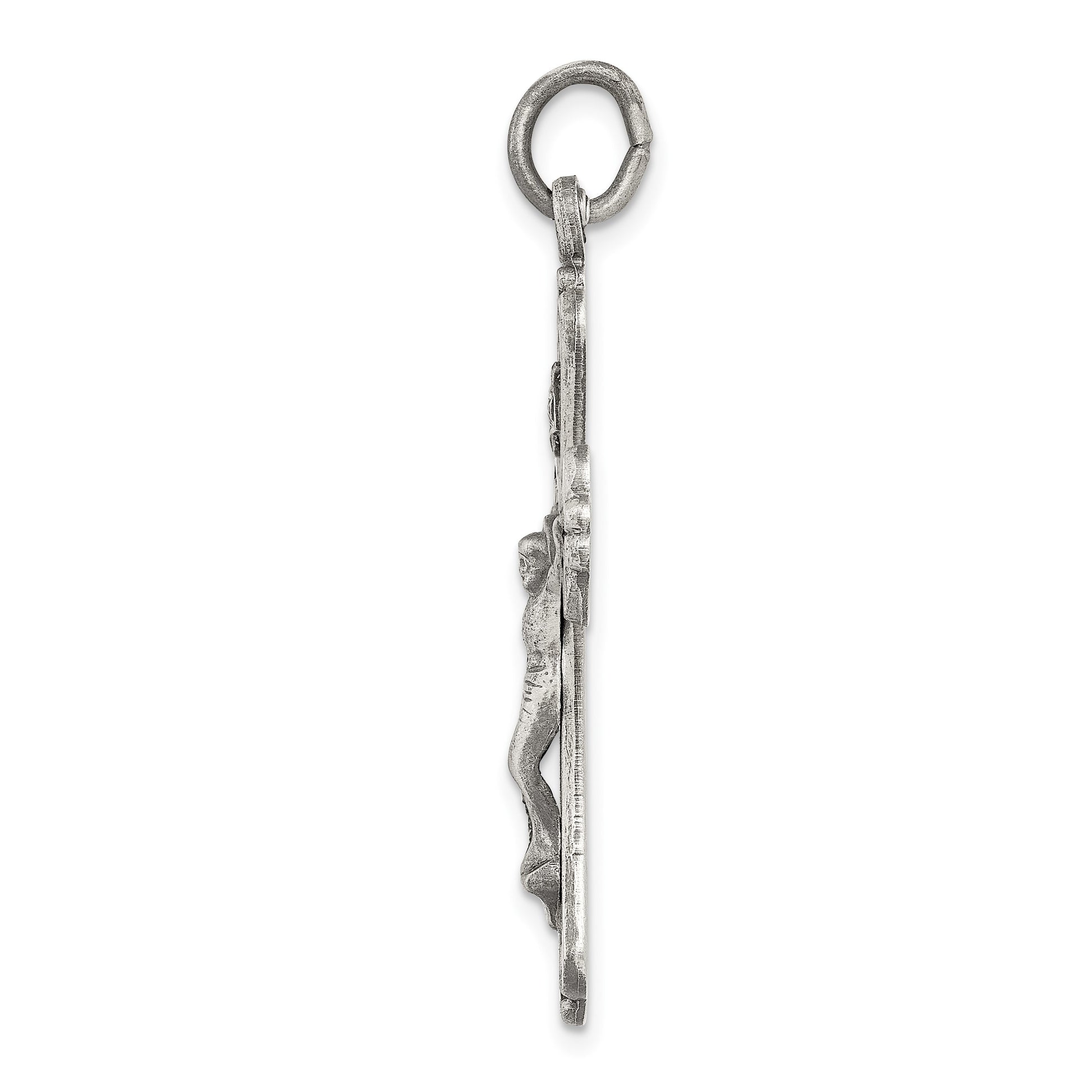 Sterling Silver Antiqued and Brushed INRI Crucifix Pendant