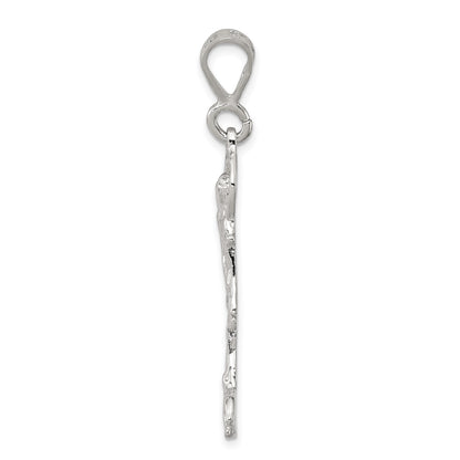 Sterling Silver Polished & Textured St. Lazarus Pendant