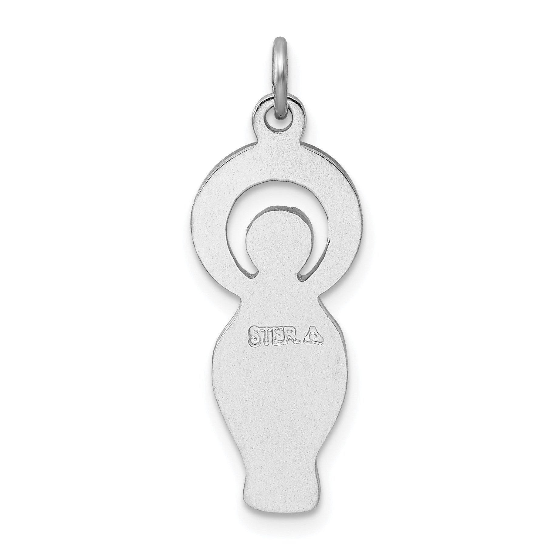 Sterling Silver Platinum-plated Polished & Satin CZ Miraculous Medal Pendan