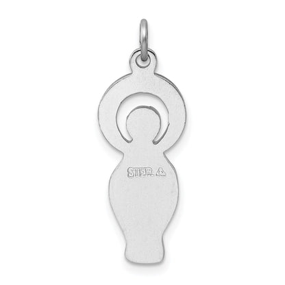Sterling Silver Platinum-plated Polished & Satin CZ Miraculous Medal Pendan