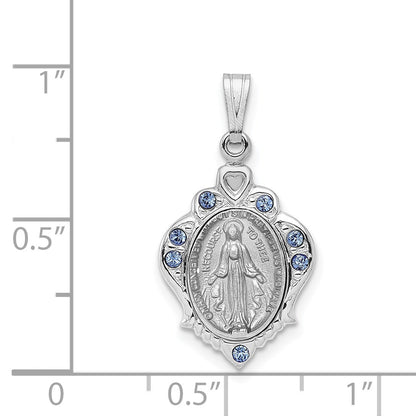 Sterling Silver Platinum-plated Polished Miraculous Blue CZ Pendant