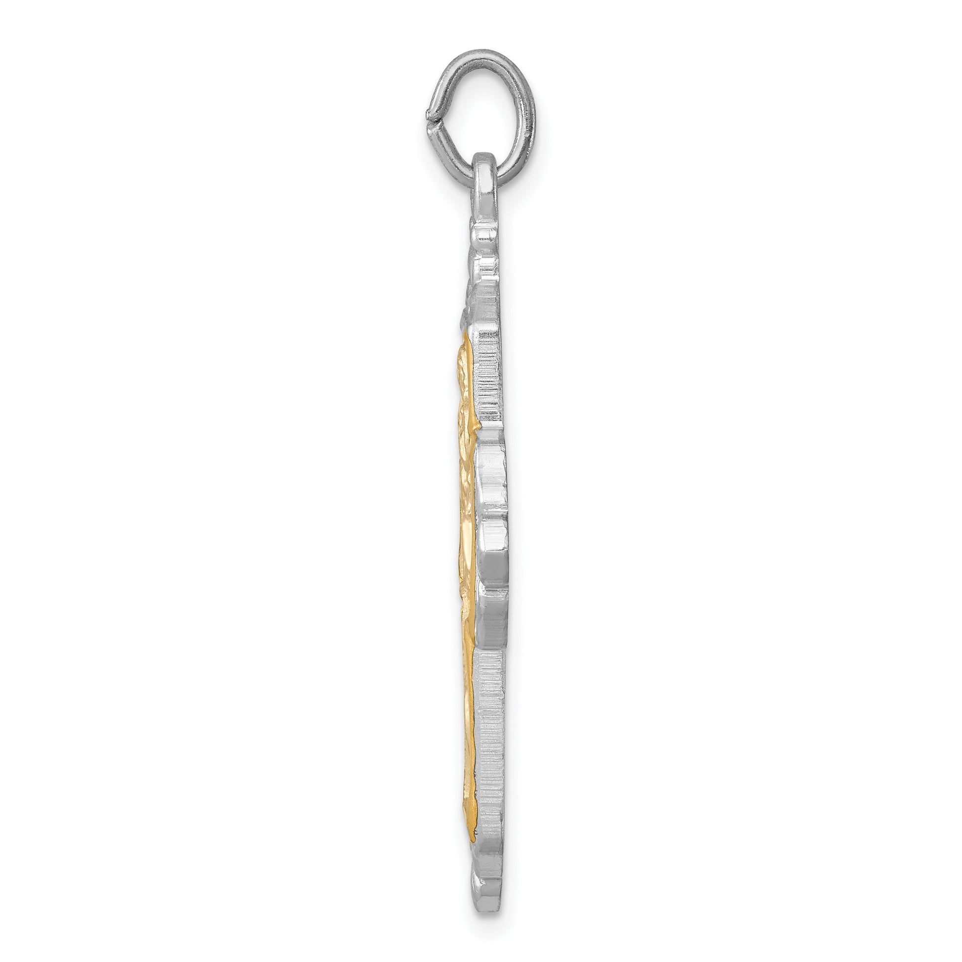 Sterling Silver Platinum-plated & Gold-tone 4-Way Medal Cross Pendant