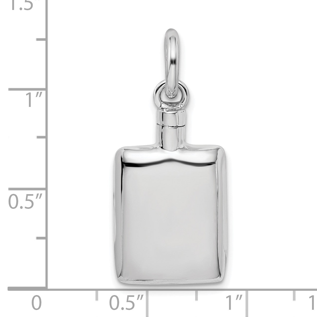 Sterling Silver Rhodium-plated Polished Rectangular Ash Holder Pendant