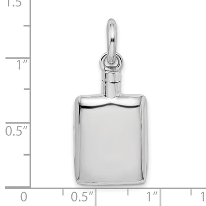Sterling Silver Rhodium-plated Polished Rectangular Ash Holder Pendant