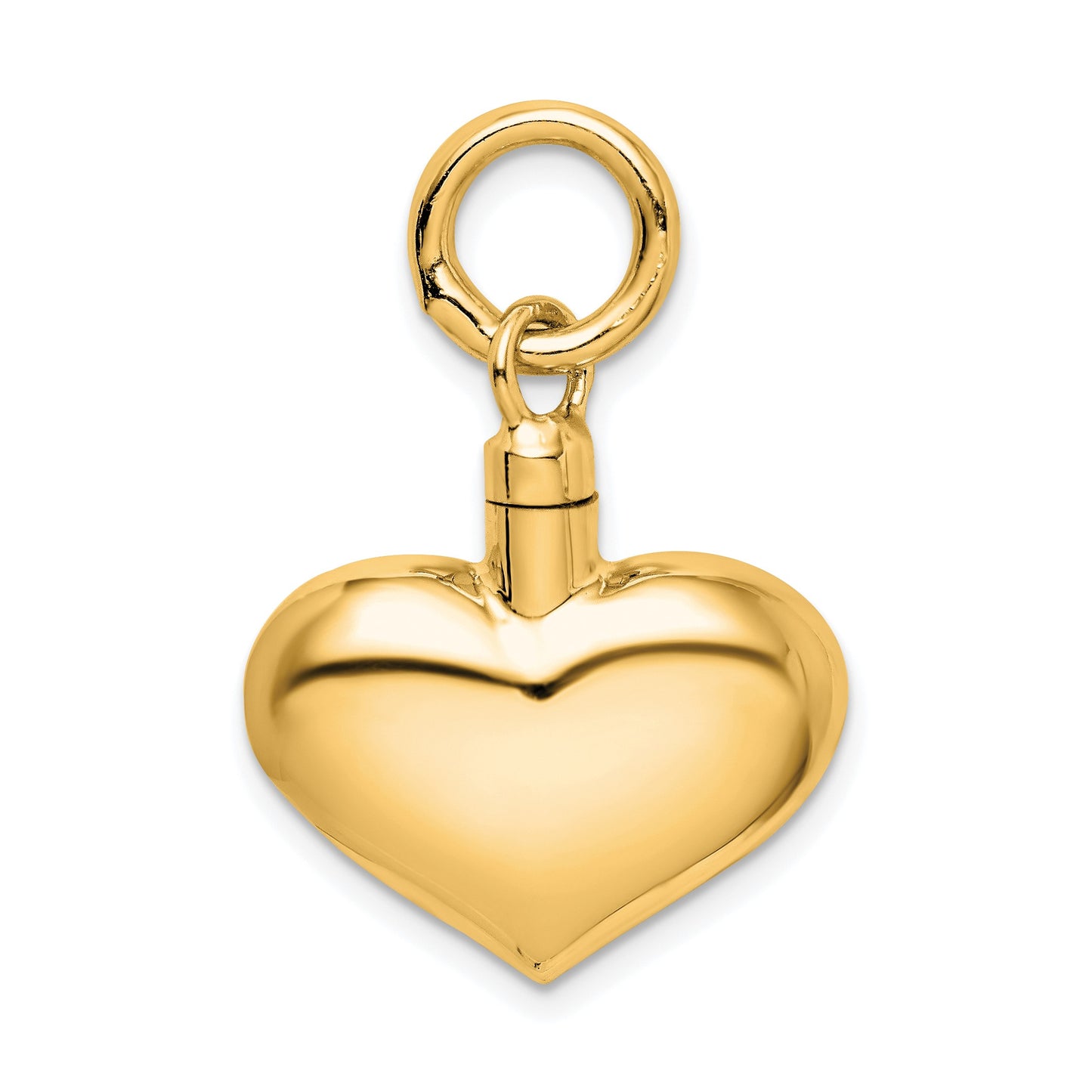 Sterling Silver Gold-plated Polished Puffy Heart Ash Holder Pendant