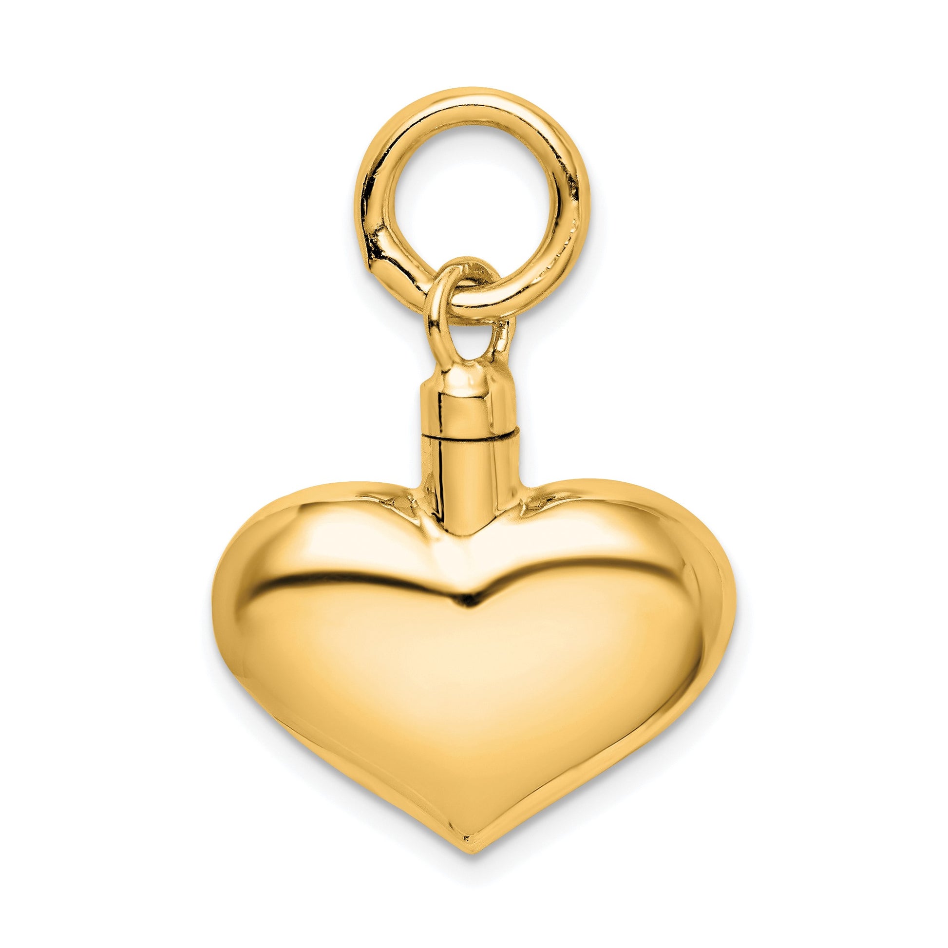 Sterling Silver Gold-plated Polished Puffy Heart Ash Holder Pendant