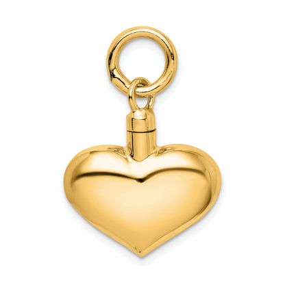 Sterling Silver Gold-plated Polished Puffy Heart Ash Holder Pendant
