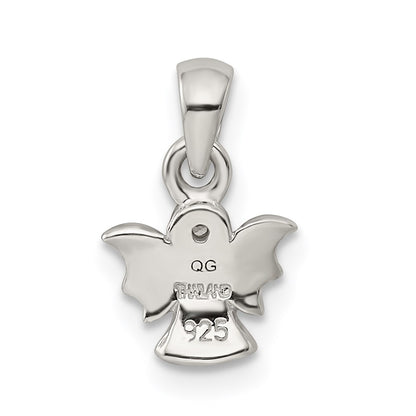 Sterling Silver Rhodium-plated Polished/Satin CZ Angel Pendant
