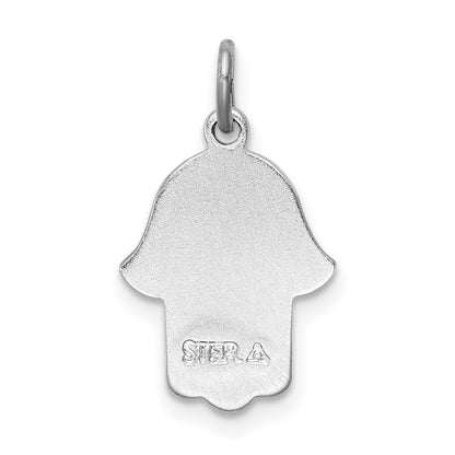 Sterling Silver Platinum-plated Polished Chamseh/Hamsa Pendant