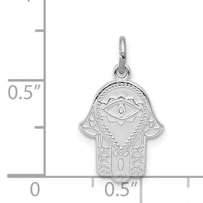 Sterling Silver Platinum-plated Polished Chamseh/Hamsa Pendant