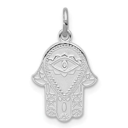 Sterling Silver Platinum-plated Polished Chamseh/Hamsa Pendant