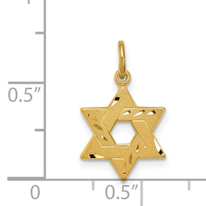 Sterling Silver Gold-tone Engraved Small Jewish Star Pendant