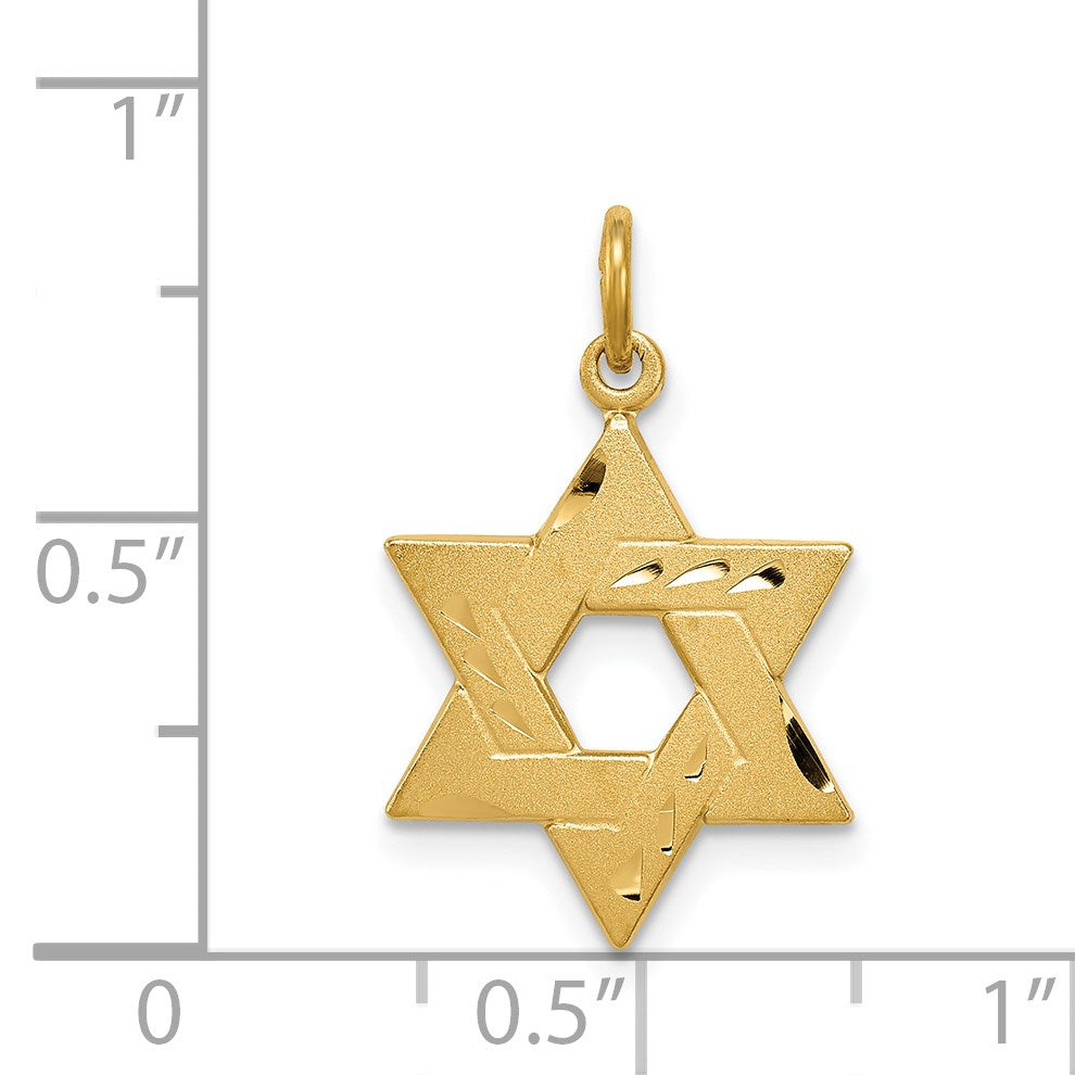 Sterling Silver Gold-tone Engraved Jewish Star Pendant