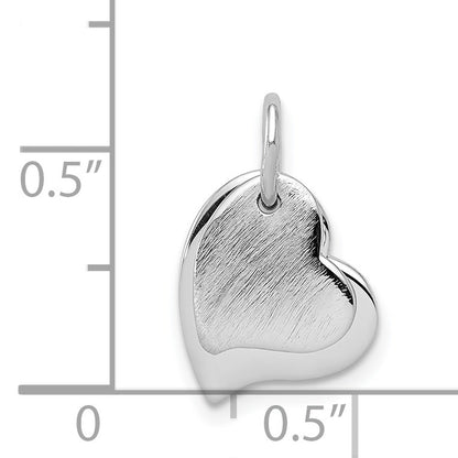 Sterling Silver Rhodium-plated satin and Polished Two Piece Heart Pendant