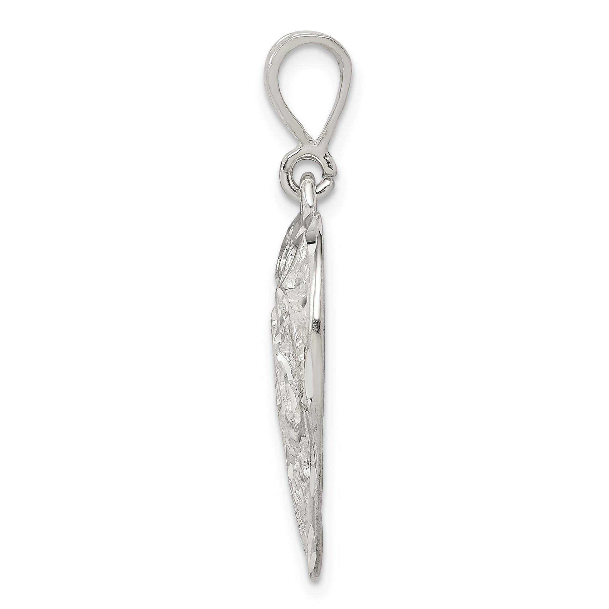 Sterling Silver Polished Filigree Heart Pendant