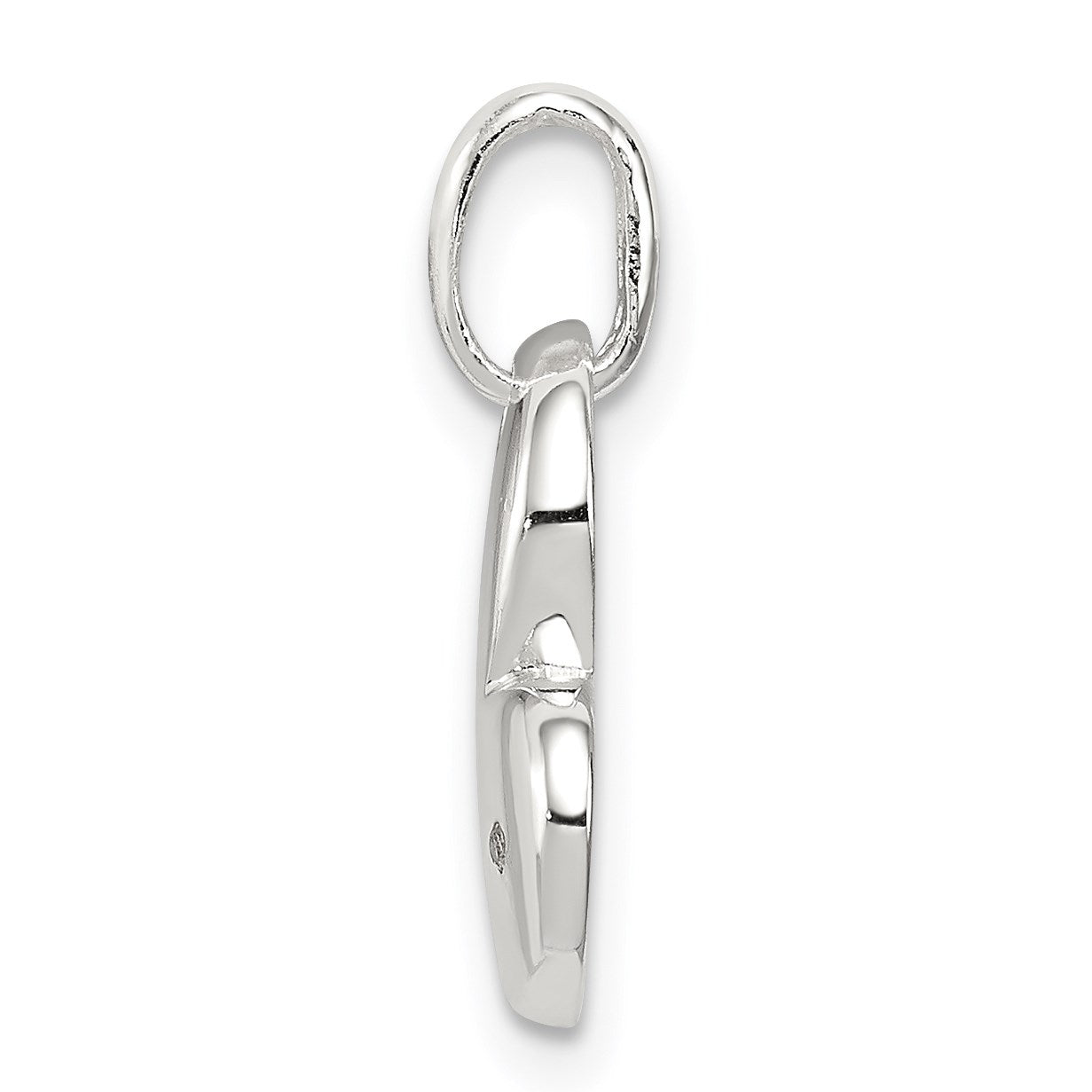 Sterling Silver Polished Diamond Heart Pendant