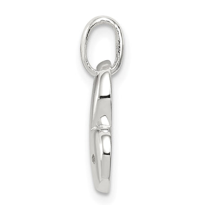 Sterling Silver Polished Diamond Heart Pendant