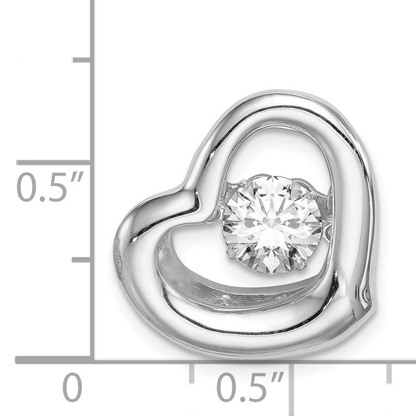 Sterling Silver Platinum-plated Vibrant CZ Heart Pendant