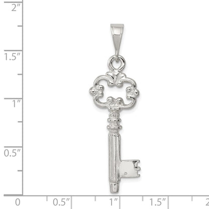Sterling Silver Polished & Textured Key Pendant