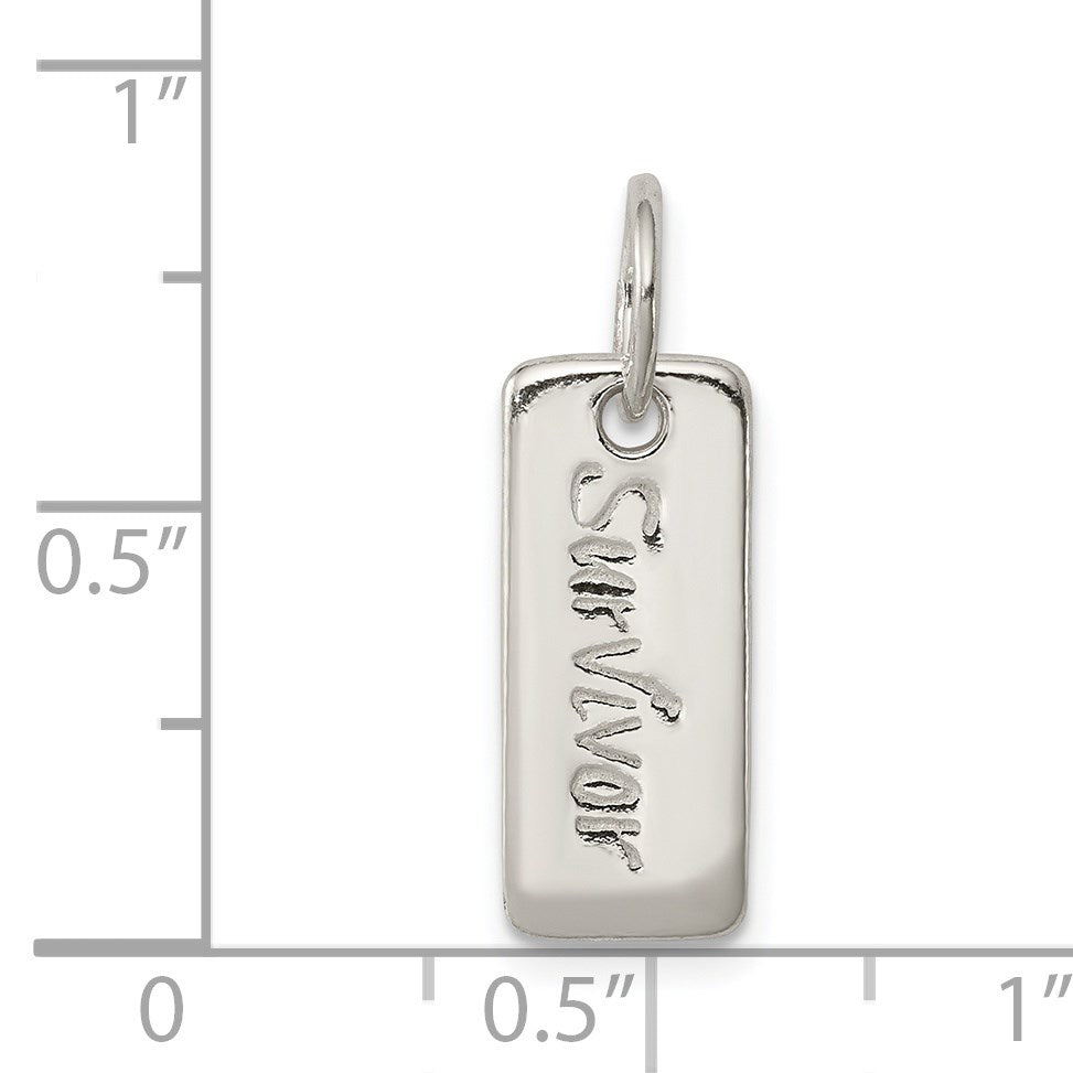 Sterling Silver Polished COURAGE/SURVIVOR Reversible Charm
