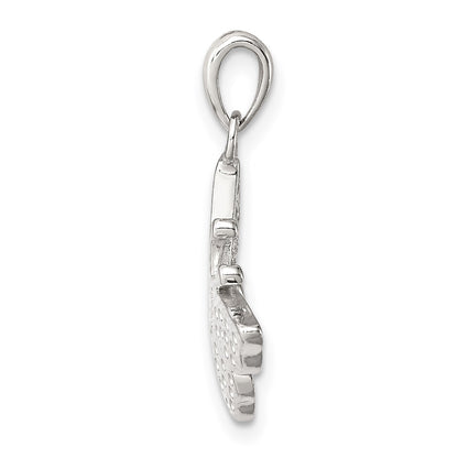 Sterling Silver Rhodium-plated CZ Butterfly Pendant
