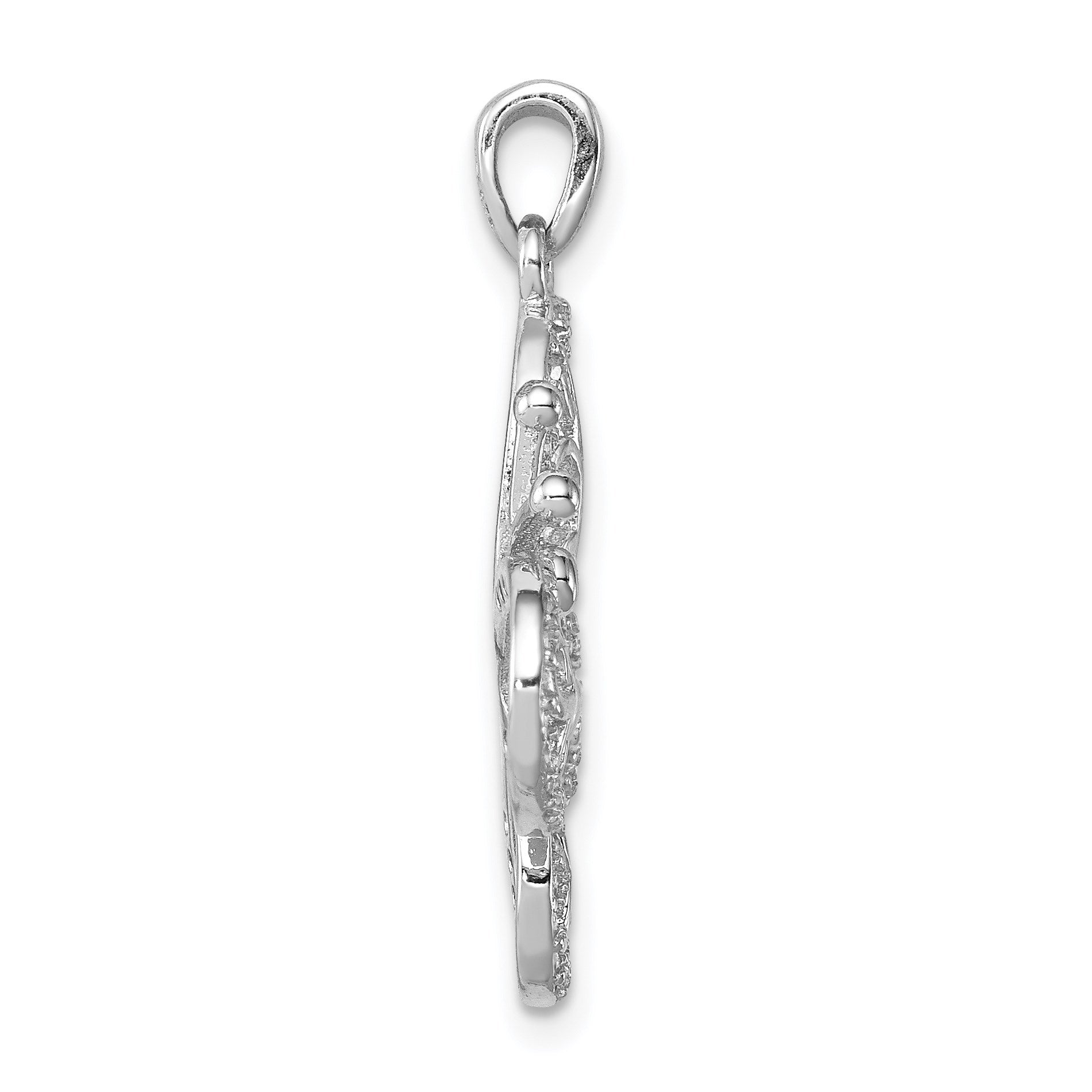 Sterling Silver Rhodium-plated Polished CZ Butterfly Pendant