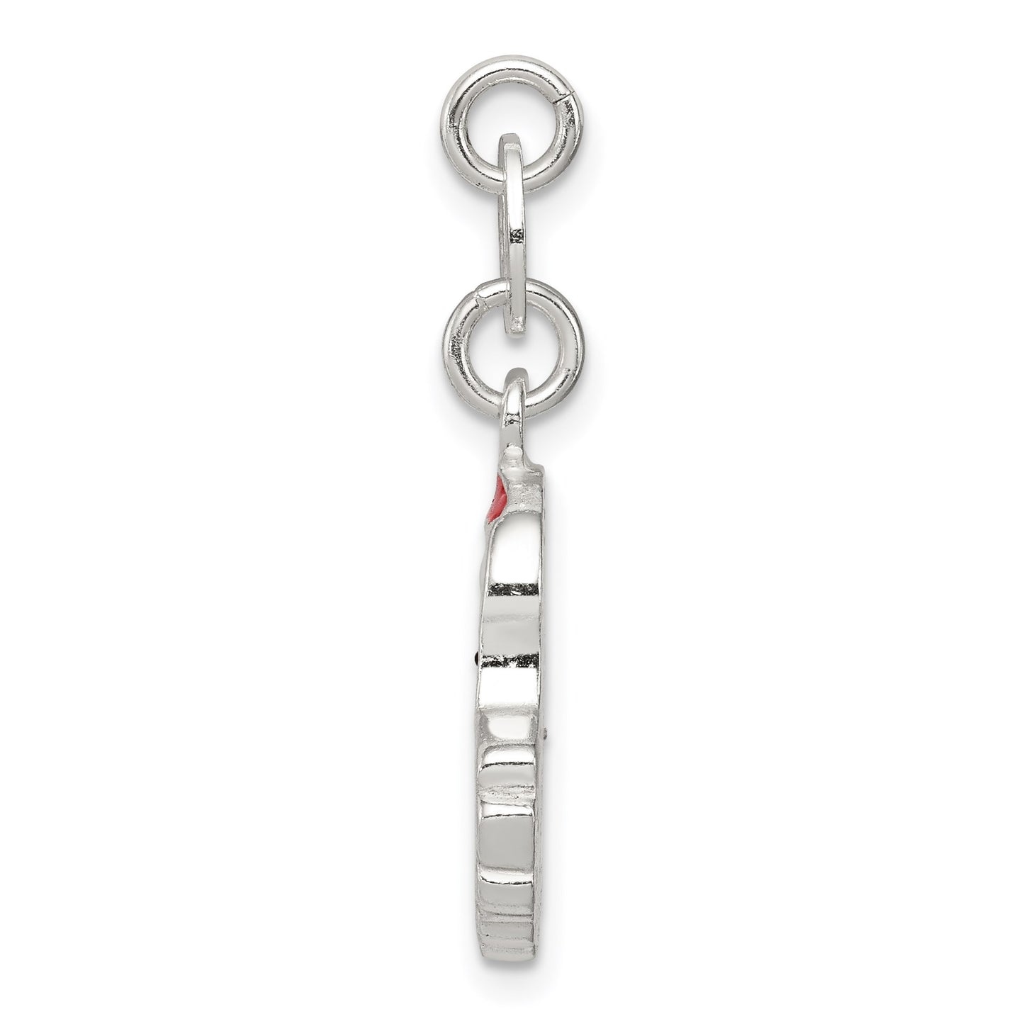 Sterling Silver Polished Enamel Santa Charm