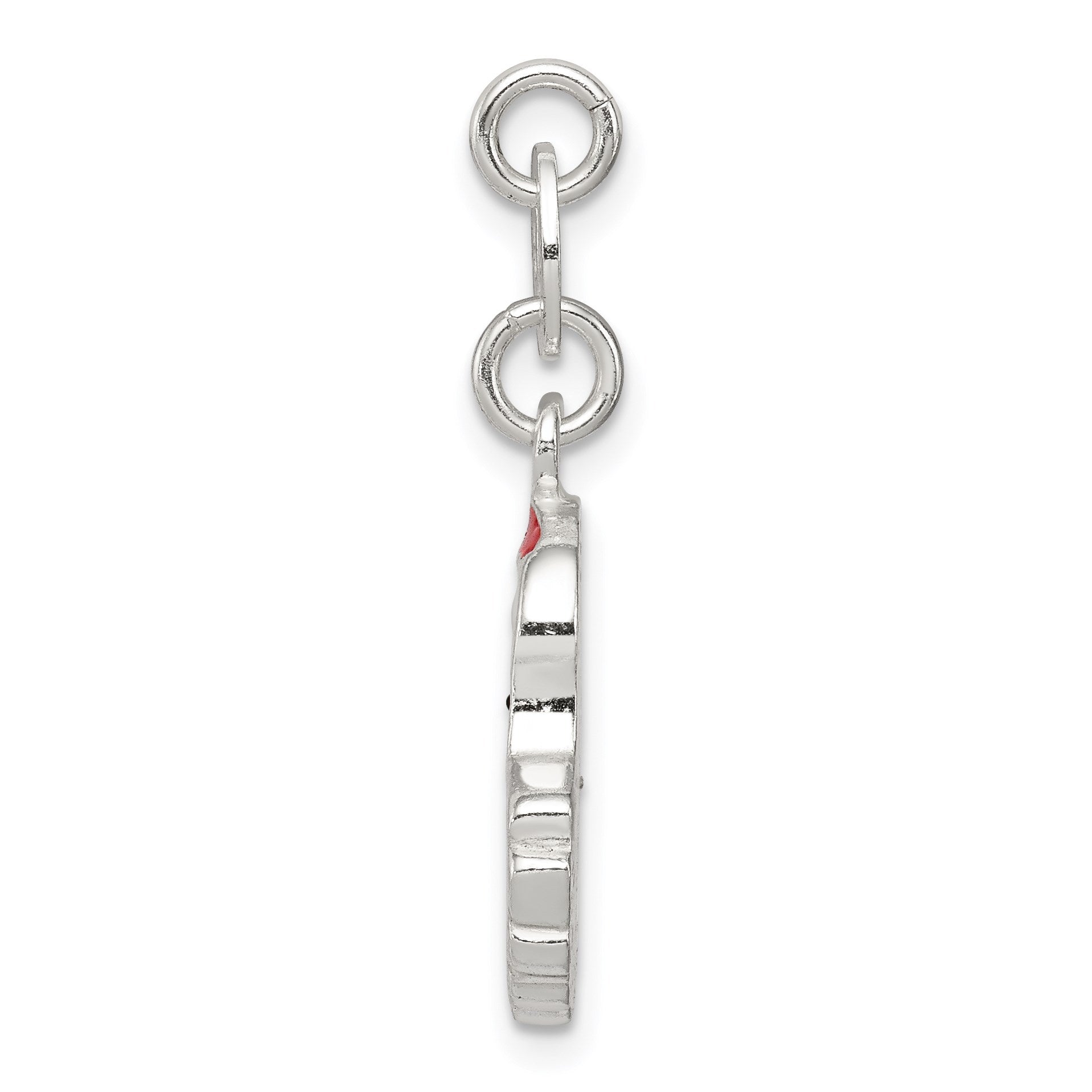 Sterling Silver Polished Enamel Santa Charm