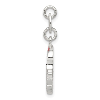 Sterling Silver Polished Enamel Santa Charm