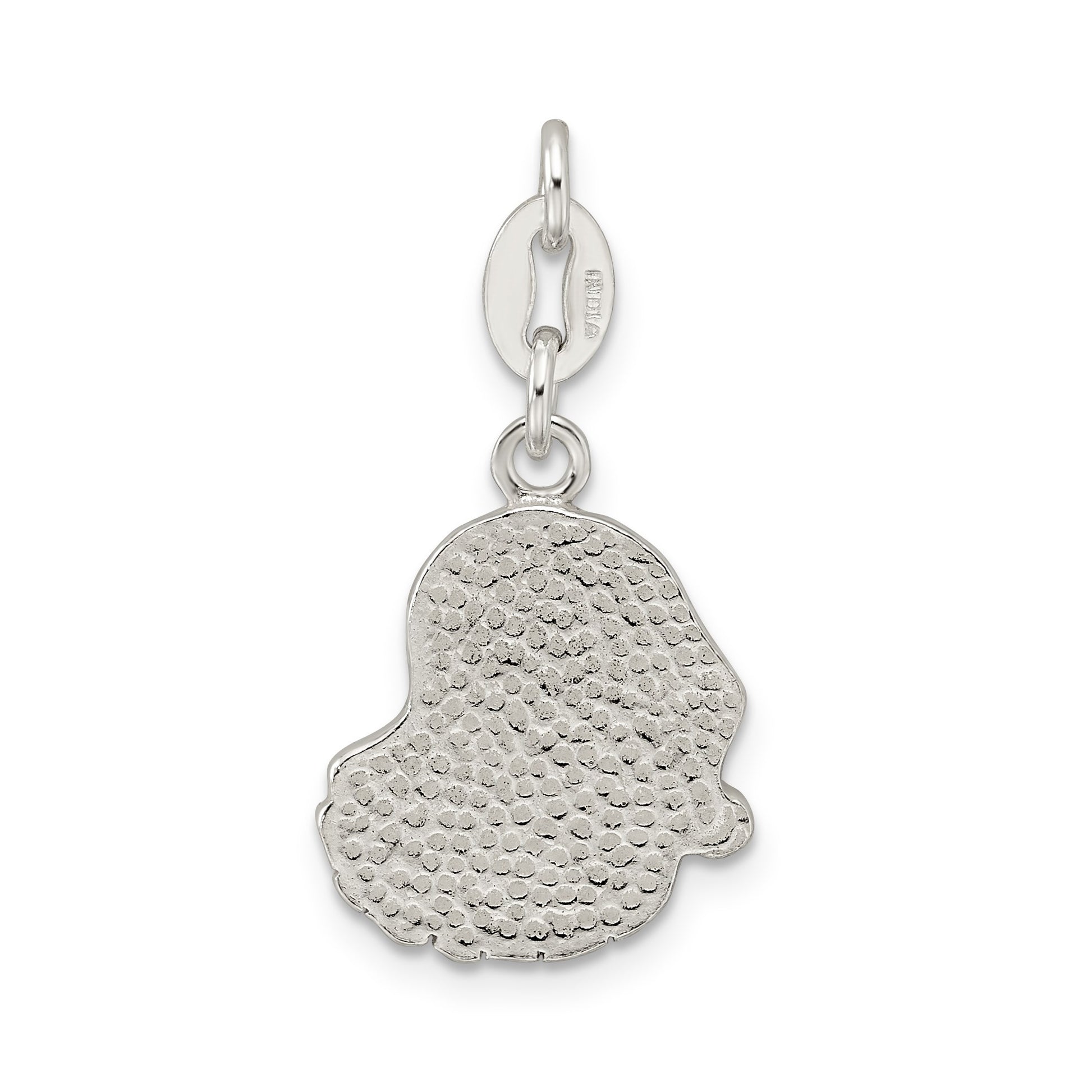 Sterling Silver Polished Enamel Santa Charm