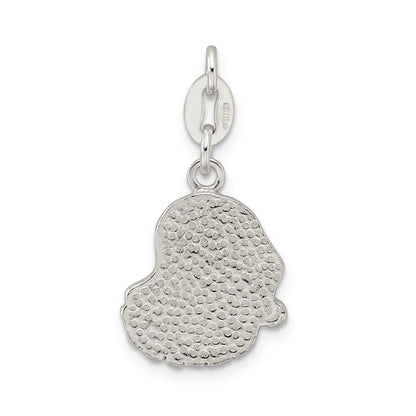 Sterling Silver Polished Enamel Santa Charm