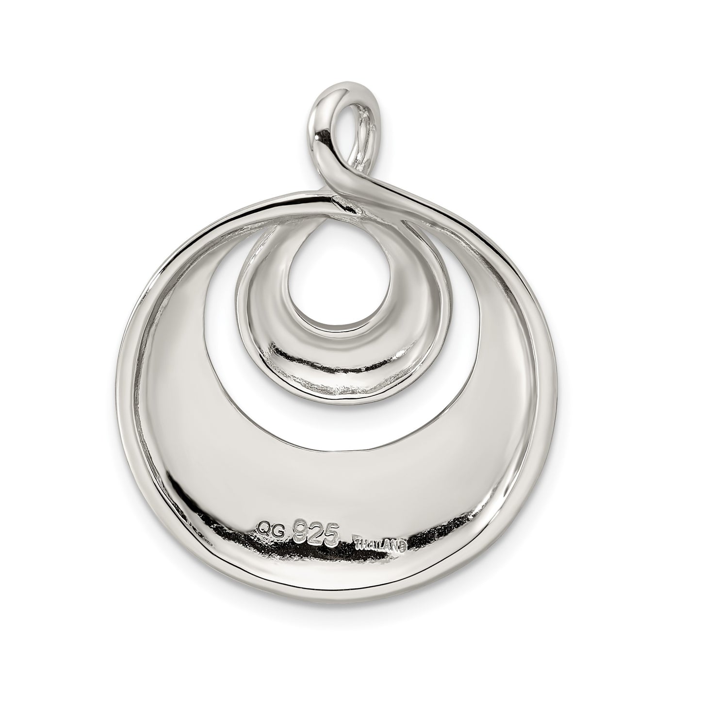 Sterling Silver Rhod-pltd Polished/Satin Infinity Swirl Chain Slide Pendant