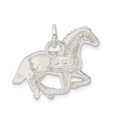 Sterling Silver Polished & Textured Horse Pendant