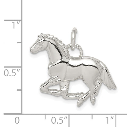 Sterling Silver Polished & Textured Horse Pendant