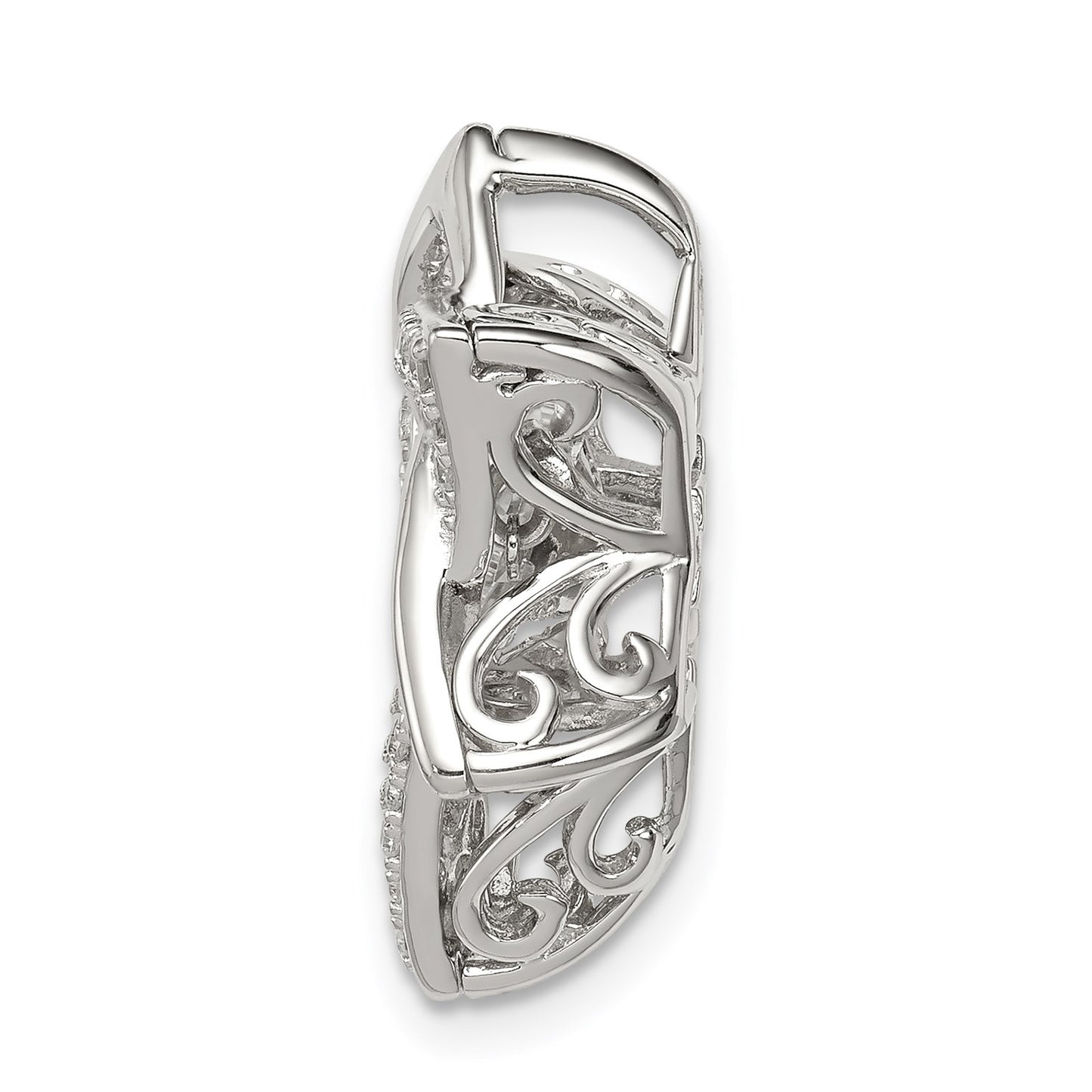 Sterling Silver Platinum-plated Polished Vibrant CZ Star of David Pendant
