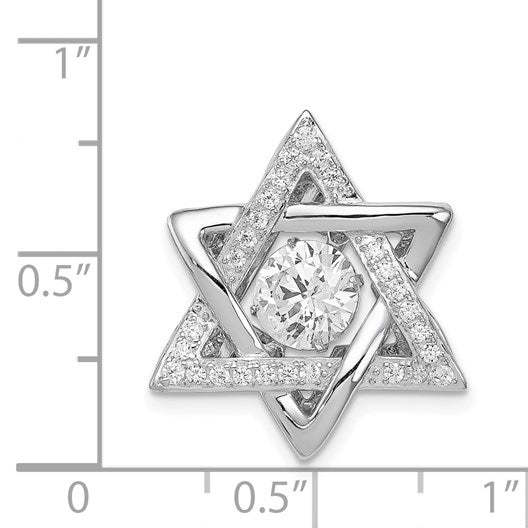 Sterling Silver Platinum-plated Polished Vibrant CZ Star of David Pendant