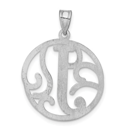 Sterling Silver Rhodium-plated Fancy Script Letter J Initial Pendant