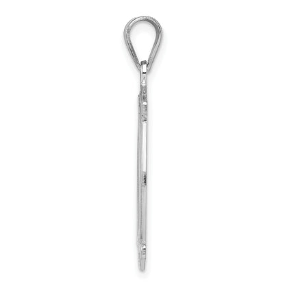 Sterling Silver Rhodium-plated Fancy Script Letter M Initial Pendant