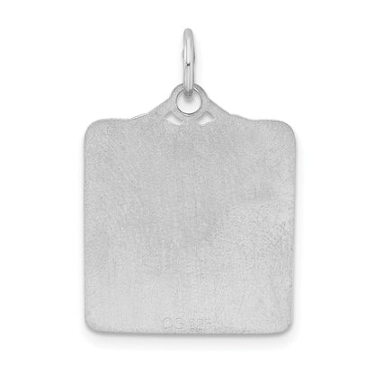 SS Rh-plt Blue Birth Certificate Polished Front/Satin Back Charm