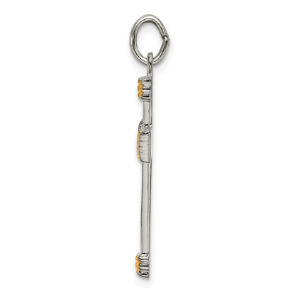 Sterling Silver & Gold-plated Polished Cross Pendant