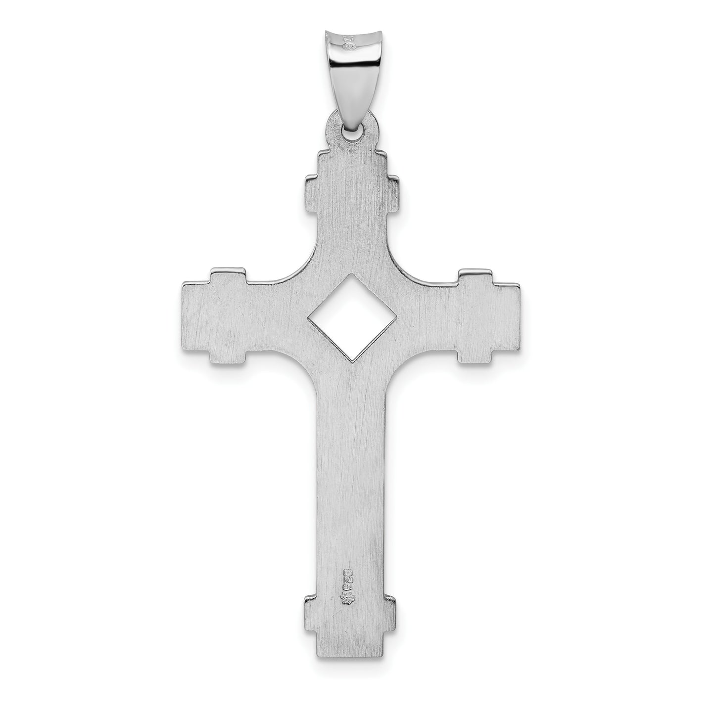 Sterling Silver Rhodium-plated Polished Fancy Cross Pendant