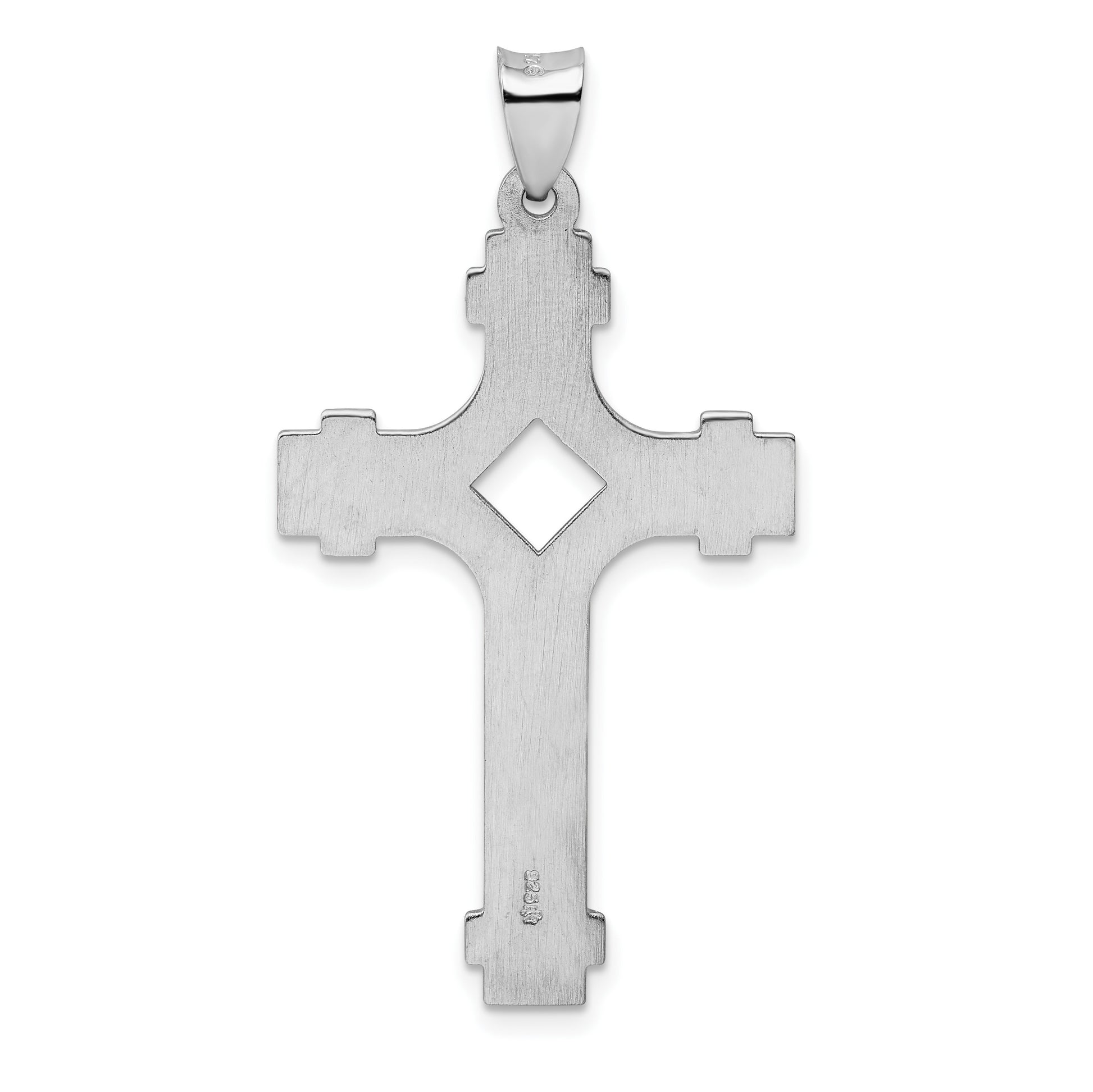 Sterling Silver Rhodium-plated Polished Fancy Cross Pendant